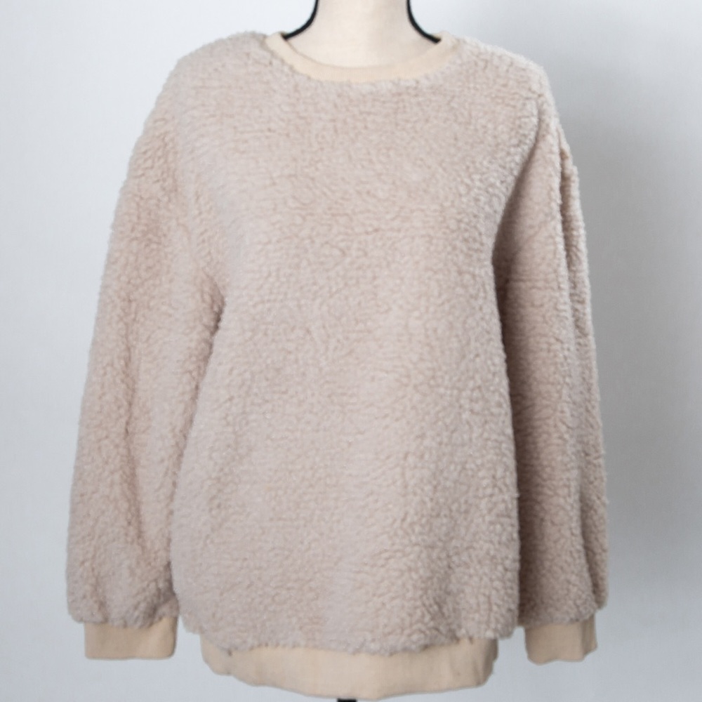 Cream sherpa fleece oversized sweatshirt Easel pullover